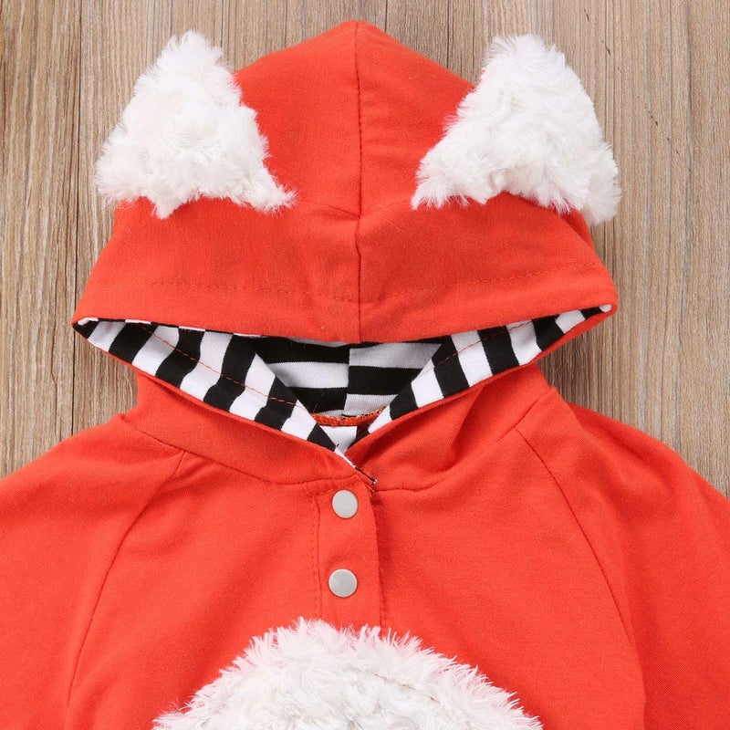 Noubeau Newborn Baby Girl Boy Halloween Cosplay Cartoon Fox Coat Fur Bodysuit Jumpsuit Hooded Playsuit Romper Outfit (12-18 Months) - Image 5